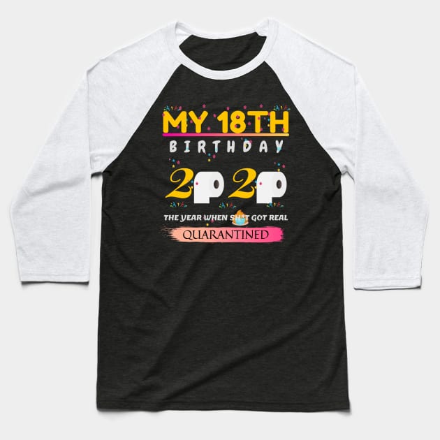 My 18th birthday 2020. The year when sh*t got real. Quarantined. Baseball T-Shirt by NOMINOKA